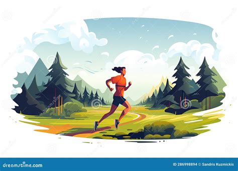 Cartoon Cross Country Runner at Track Stock Illustration - Illustration ...