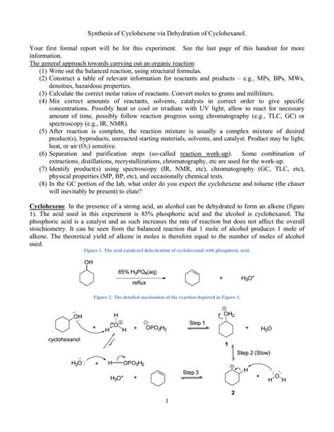 Synthesis of Cyclohexene via Dehydration of Cyclohexanol.