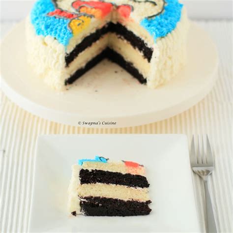 Doraemon Cake / Black and White Layer Cake with Vanilla Buttercream Frosting American ...