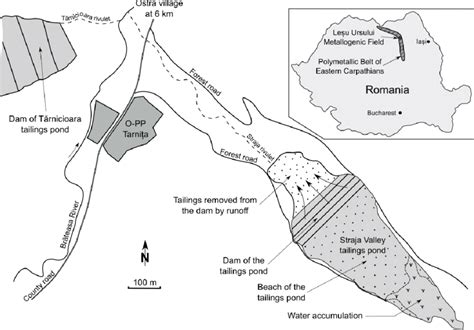 Sketch of the Straja Valley tailings pond and surrounding areas.... | Download Scientific Diagram