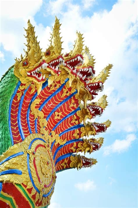 Naga Snake Guarding Thai Temple Entrance Stock Photo - Image of ...