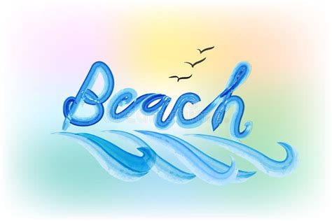 Beach Word and Waves Background Template Stock Vector - Illustration of ...