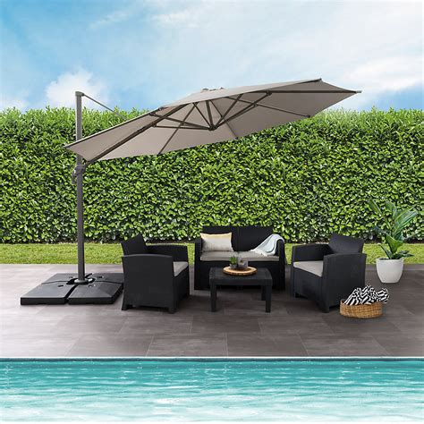 Corliving 11.5 ft. UV Resistant Deluxe Offset Sand Grey Patio Umbrella | The Home Depot Canada