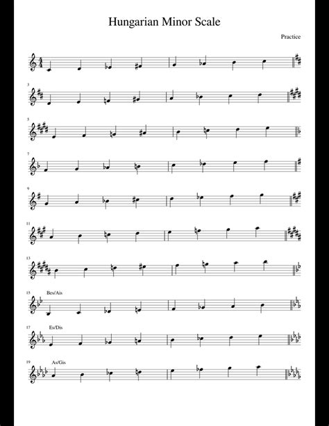 Hungarian Minor Scale Practice sheet music for Piano download free in ...