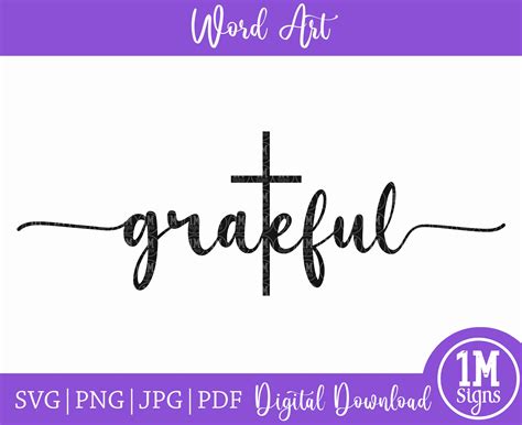 Grateful SVG Word Art SVG PNG JPG PDF Digital Image, Cut File, Printin ...