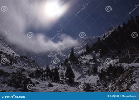 Full Moon Over the Mountains Stock Image - Image of mountaineering ...