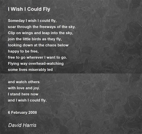 I Wish I Could Fly Poem by David Harris - Poem Hunter