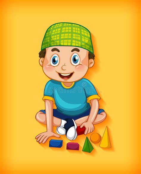 Boy Playing Toys on Yellow Background Stock Vector - Illustration of cartoon, male: 193242265