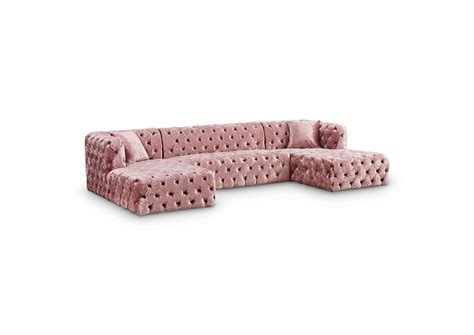 Coco Pink Velvet 3 Piece Sectional (3 Boxes)