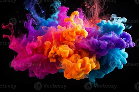 abstract background of colored smoke in water on a black isolated ...