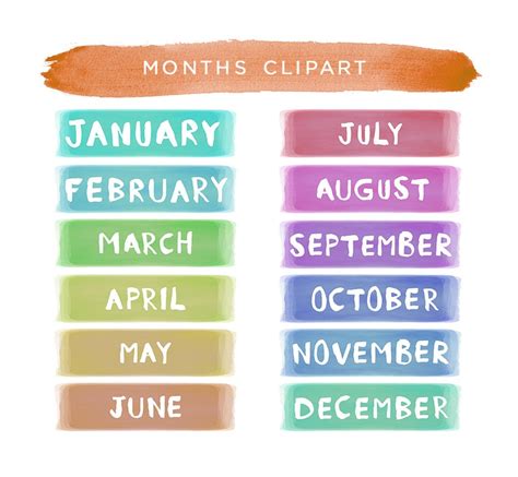 Months of the Year Clipart Planner Clipart Months Clipart | Etsy