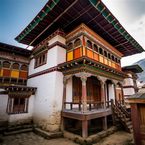 Premium Photo | Bhutanese architecture unique and colorful buildings