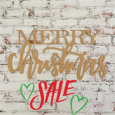 Merry Christmas wooden cutout hand lettered wood sign