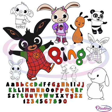 Free Bing Bunny Party ABCD Bundle SVG File, Birthday Decor Svg - Oladino