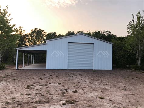 30x50 Steel Garage with Lean-to | Prefab Garage Kit | Shop Florida Prices