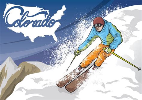 Skiing in Colorado. Vector Illustration Decorative Design Stock Vector ...