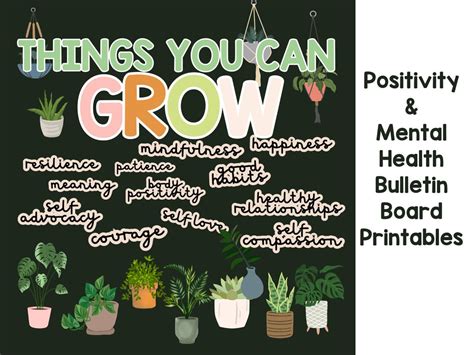 Growth Mindset Bulletin Board, Plants, Boho, Succulents, Affirmations ...