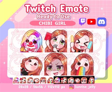 Twitch Emotes / Red Hair Green Eyes / Ginger / Chibi Girl / - Etsy