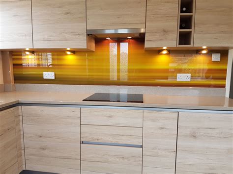 Yellow printed glass splashback from Richard Osbourne's 'Kinetic ...