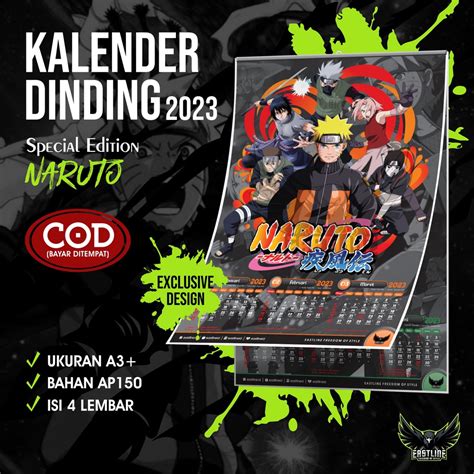 Naruto Anime 2023 Wall Calendar 4 Sheets AP150 A3 Size | Shopee Singapore