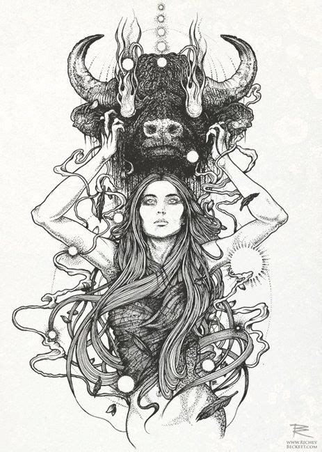 'Minotaur' by Richey Beckett. | Taurus art, Bull tattoos, Taurus tattoos