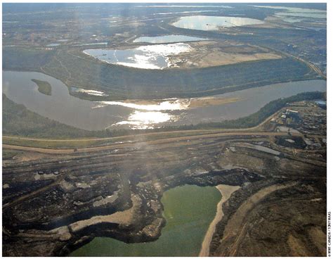 The oil sands and Athabasca River in Alberta as seen through an ...