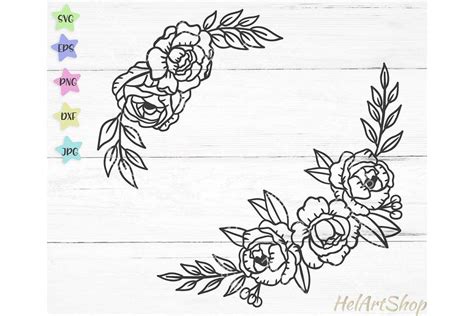 Floral border svg file, Flower border svg, floral swag svg