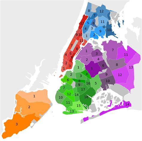 New York City district map - New York districts map (New York - USA)