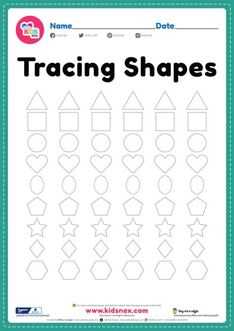 Tracing Shapes Worksheet for Kids - Free Printable PDF