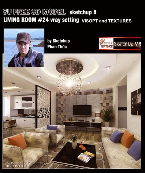 Free Sketchup 3d model - Kitchen #5 & living room #25 - Vray Sketchup - TUT