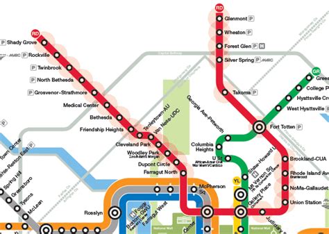 Red Line map - Washington Metro