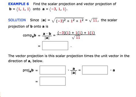 Solved EXAMPLE 6 Find the scalar projection and vector | Chegg.com