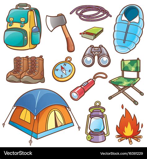 Camping equipment Royalty Free Vector Image - VectorStock