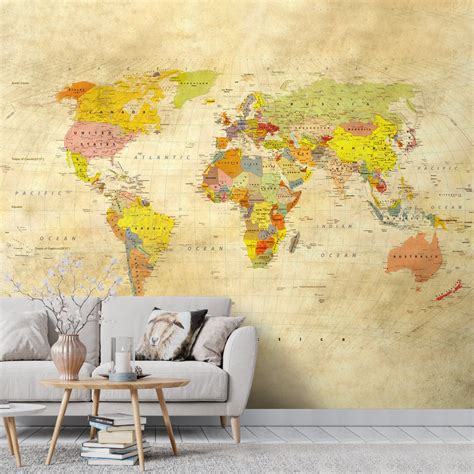 Premium Vintage World Map Wallpaper, Homes & Offices | Life n Colors