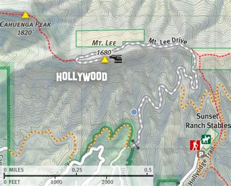 Hike to the Hollywood sign - Mt. Lee Map Griffith Park Hike, Beachwood ...