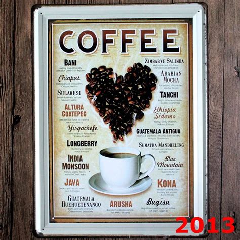 30X40CM Vintage Coffee Menu Tin Sign for Wall Decor Coffee Store Metal Sign Vintage Art Poster ...