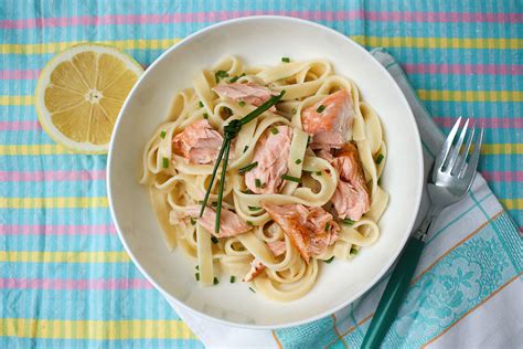 Salmon Fettuccine with Lemon, Cream & Chive Sauce | My Poppet Living