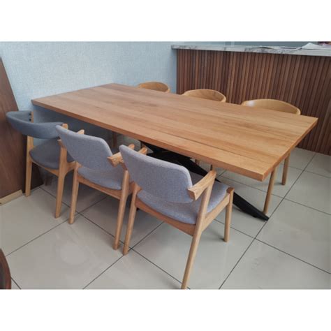 Solid Meranti Wood Dining Set (Dark Rustic) 6ft Table + 6 Chairs JB, Kulai, Johor Bahru ...