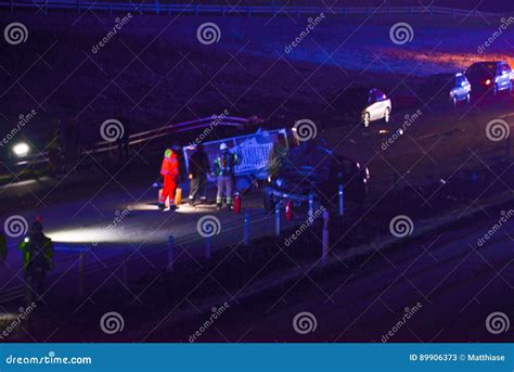 Car Accident on Road at Night Stock Image - Image of night, countryside ...