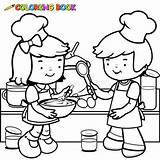 Girl Cooking Coloring Page Stock Illustrations – 118  sketch template