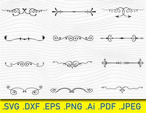 Clip Art 12 Calligraphic Ornamental Line Border svg Text Dividers SVG ...