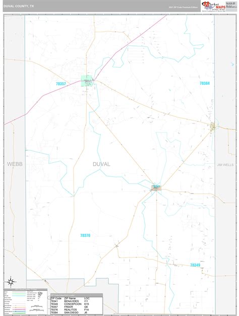 Duval County, TX Wall Map Premium Style by MarketMAPS