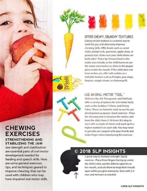 Pediatric Therapy Handout: Chewing Exercises | Feeding therapy activities, Speech therapy ...