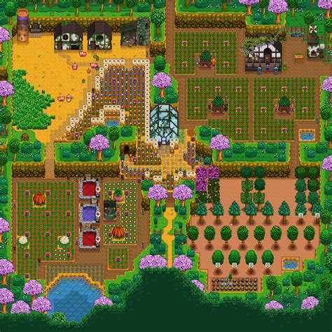 The four corners farm layout is great. Plenty of room for everything! : r/StardewValley