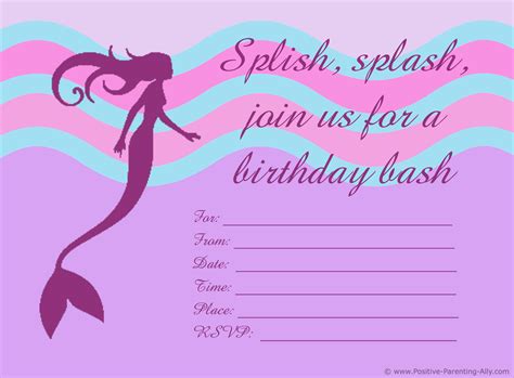 Printable Mermaid Birthday Invitations