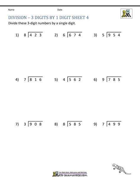 Free Division Worksheets