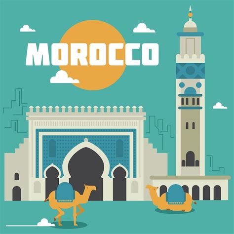 Morocco landmarks illustration | Free Vector
