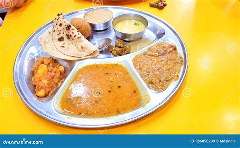 Rajasthani Food thali stock image. Image of architecture - 126850209