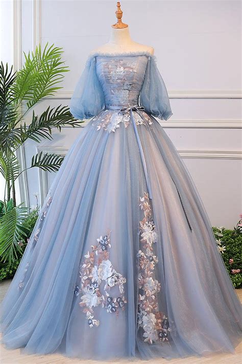 Victorian Vintage Style Long Dusty Blue Evening Dress ,PL0472 | Ball ...