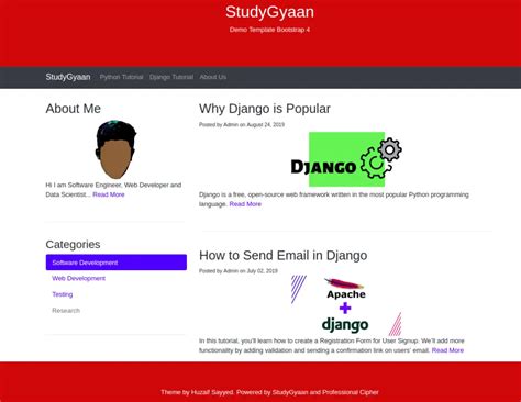 Django Bootstrap 4 - Integrate Template Example - Django Tutorial